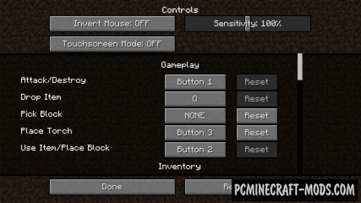 The Middle Torch - GUI Tweak Mod For MC 1.12.2, 1.8.9, 1.7.10