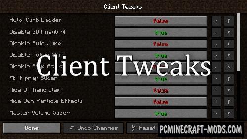 Client Tweaks - Tweak Mod For Minecraft 1.18, 1.17.1, 1.16.5, 1.12.2