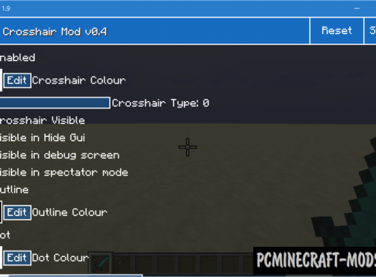 Custom Crosshair - GUI Mod Minecraft 1.19.4, 1.18.2, 1.12.2
