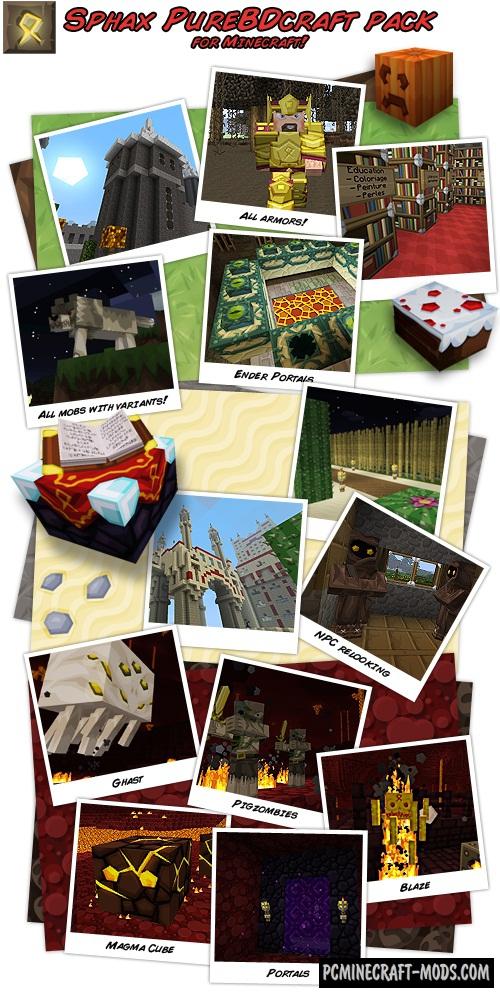 Sphax PureBDCraft 128x Resource Pack MC 1.20.2, 1.20.1