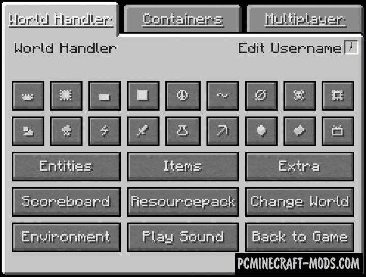 World Handler - Commands GUI Mod MC 1.19.2, 1.18.2, 1.16.5, 1.12.2