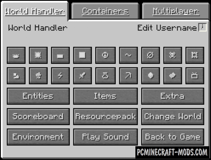 World Handler - Commands GUI Mod MC 1.20.4, 1.19.4, 1.18.2, 1.12.2