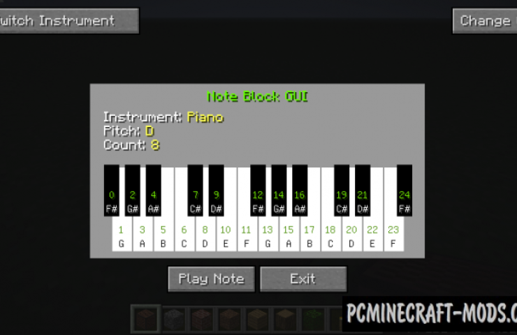 Note Block Display - GUI Mod For Minecraft 1.8.9, 1.7.10