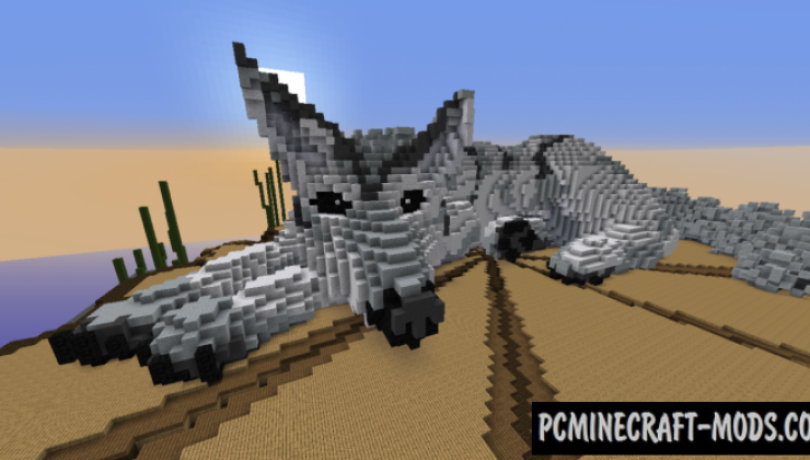 Wolf on a Stump - 3D Art Map For Minecraft