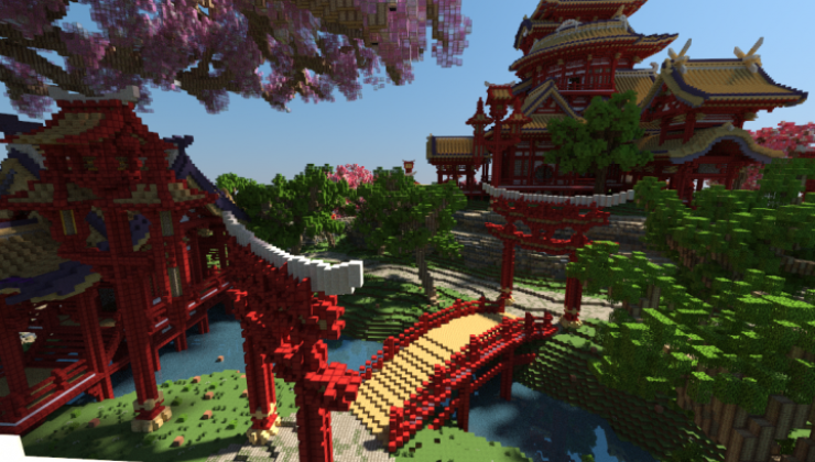 April-cherry tree - Sakura Island Map For Minecraft