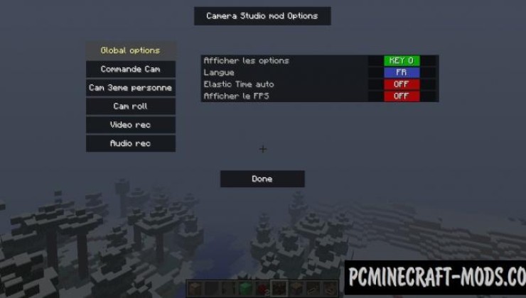 Camera Studio - GUI Tweaks Mod For Minecraft 1.8.9, 1.7.10