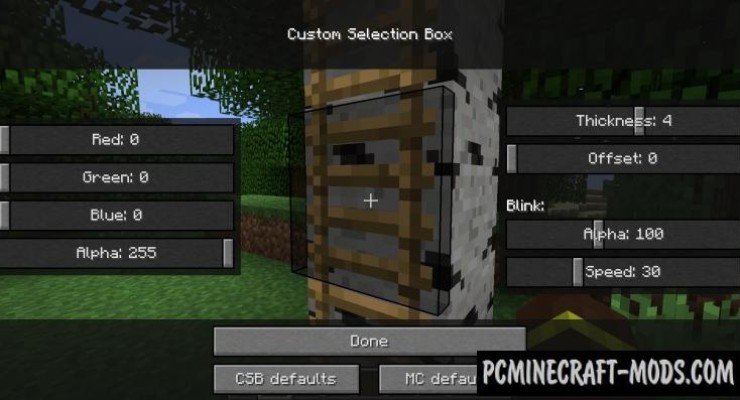 Custom Selection Box Mod For Minecraft 1.16.5, 1.16.4, 1.12.2