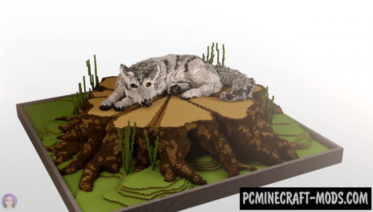 Wolf on a Stump - 3D Art Map For Minecraft