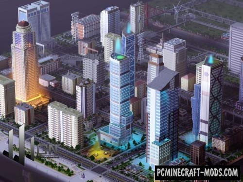 Simcity - Buildings, City, Houses Map For Minecraft