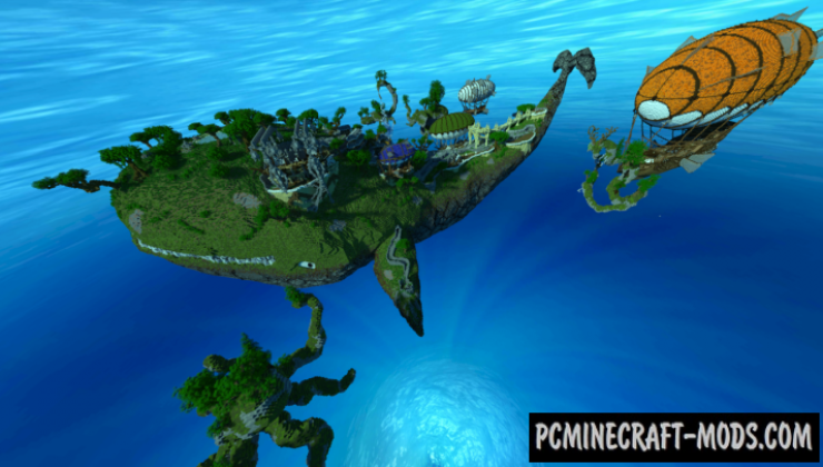 Floating Whale Village - 3D Art Map For Minecraft
