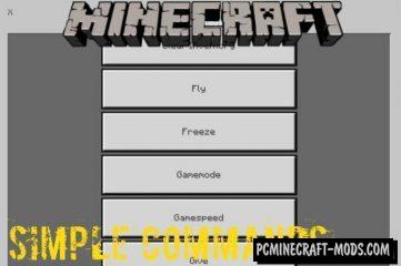 Simple Commands Buttons Minecraft PE Bedrock Mod 1.9.0, 1.7.0