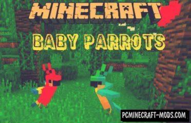 Baby Parrots Minecraft PE Bedrock Addon 1.9.0, 1.7.0
