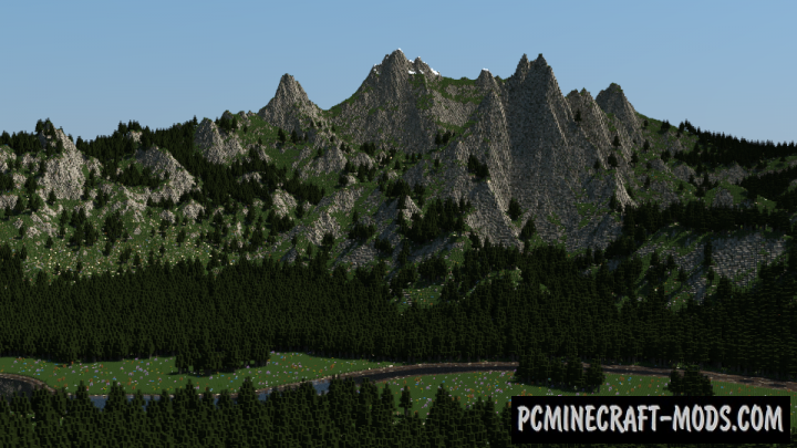 Beautiful Mountains Map For Minecraft 1.14, 1.13.2  PC 