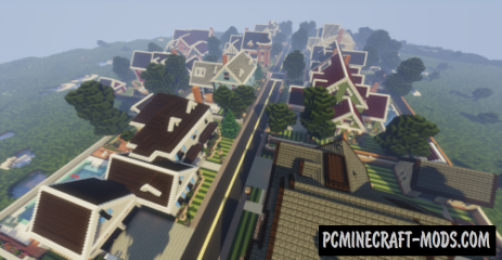 minecraft city with school map 1.12.2