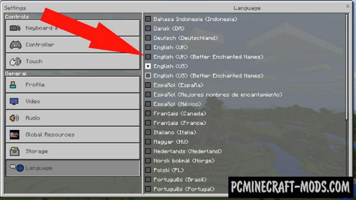Better Enchantment Names Minecraft PE Mod 1.9.0