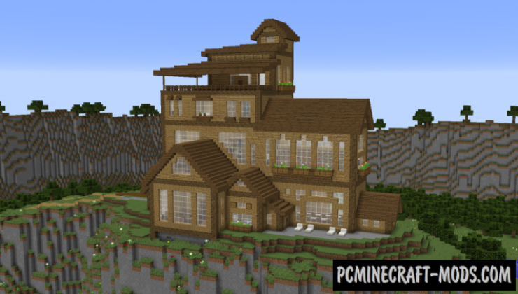 Cliffside Wooden Mansion Map For Minecraft