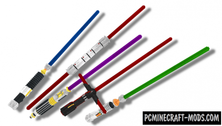 Glowing Lightsabers 3D - PvP Texture Pack For MC 1.19.4, 1.16.5