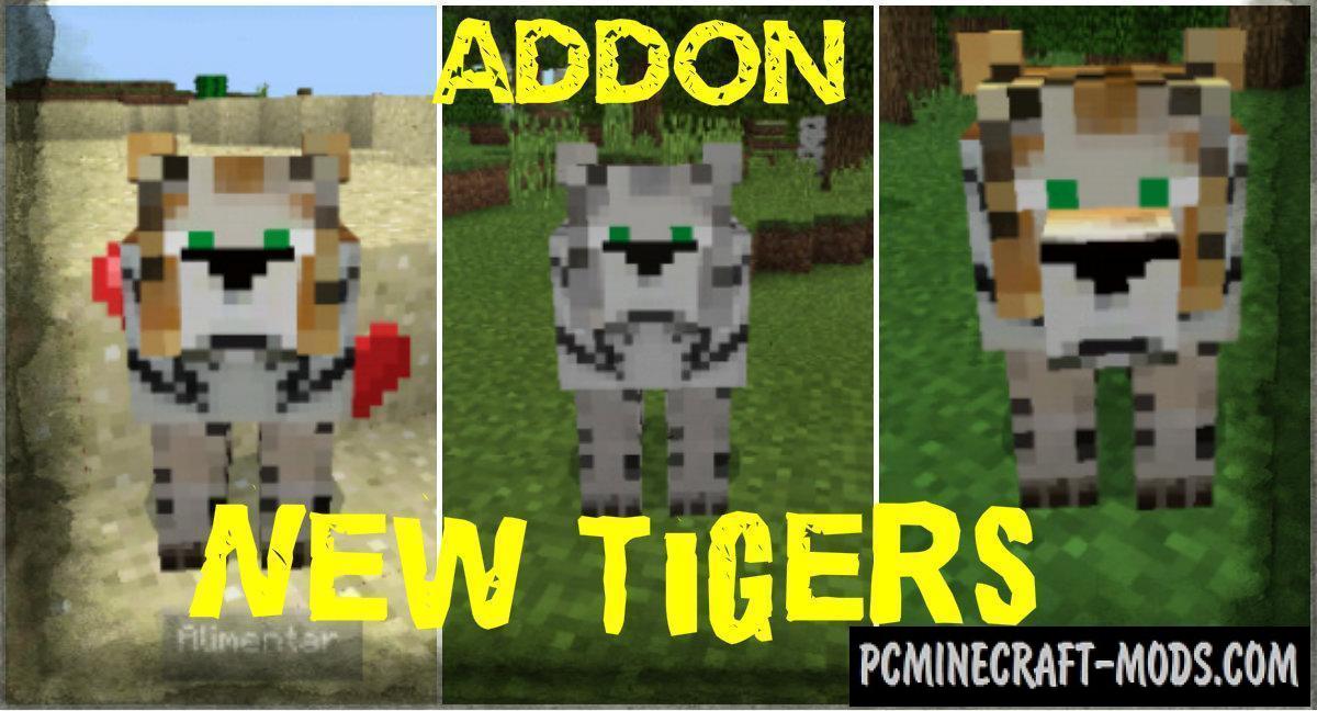 New Mobs - Tigers Minecraft PE Bedrock Mod - Addon 1.11, 1.10, 1.9.0
