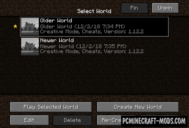 Cherished Worlds - GUI Mod For Minecraft 1.19.2, 1.18.2, 1.17.1, 1.16.5