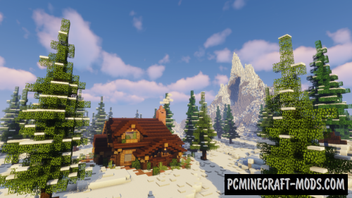 Snowy Forest Cabin - House Map For Minecraft