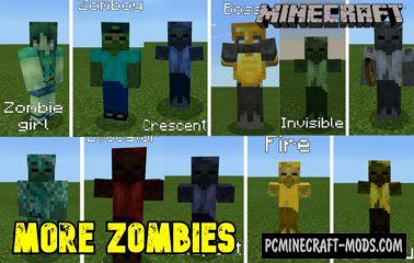 More Zombies Addon For Minecraft PE 1.18.12, 1.17