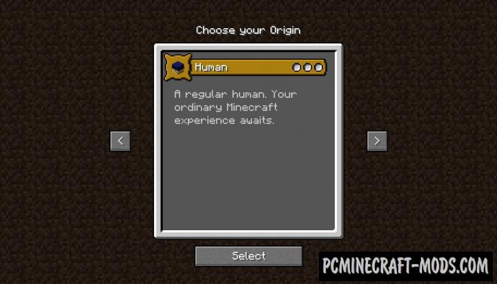 Origins - Survival Buffs Mod For Minecraft 1.20.2, 1.19.4, 1.18.2, 1.17.1, 1.16.5