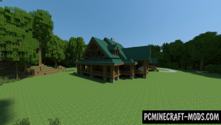 Woodland Log Home - Mansion Map For Minecraft